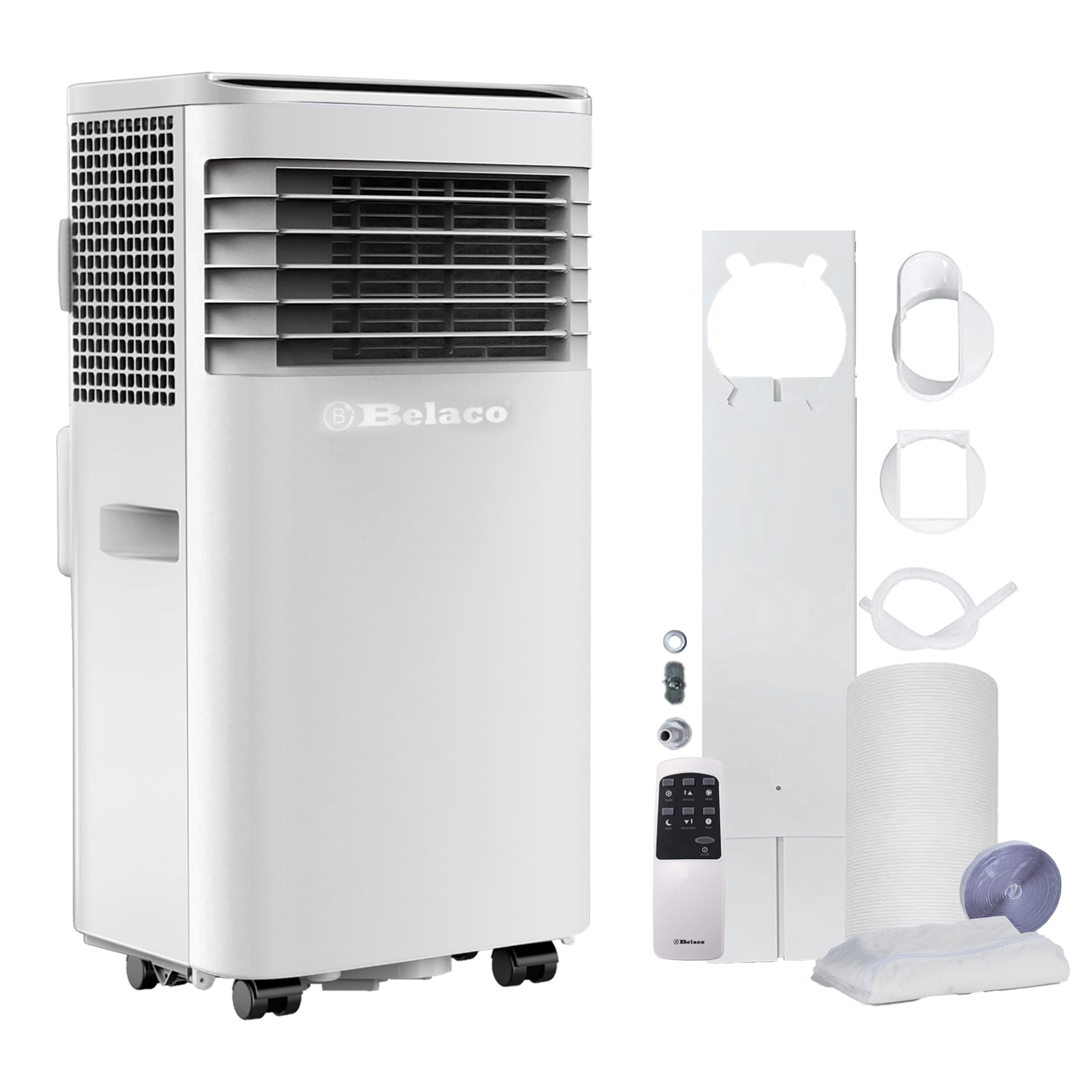 9,000 BTU Portable Air Conditioner – 4-in-1 Cooling, Fan, Dehumidifier, Night Mode with Remote and Window Kit