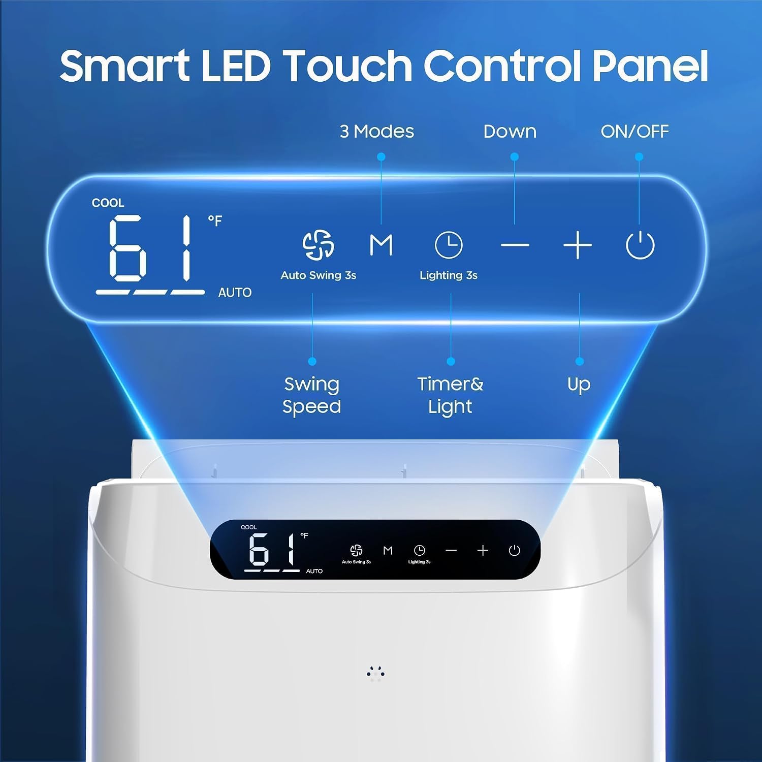 14000 BTU Portable Air Conditioner with Cooling, Fan & Dehumidifier, Remote Control, Sleep Mode, White