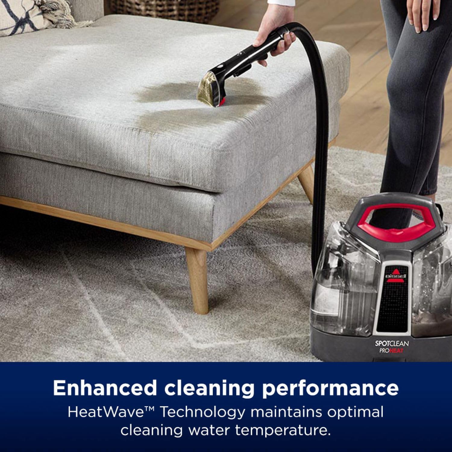 BISSELL SpotClean ProHeat, Carpet Cleaner with HeatWave Technology, Portable Spot Cleaner, Powerful Upholstery Cleaner with 330W Motor, Carpet Stain Remover for Carpets, Sofa Cleaner & Car, 36981