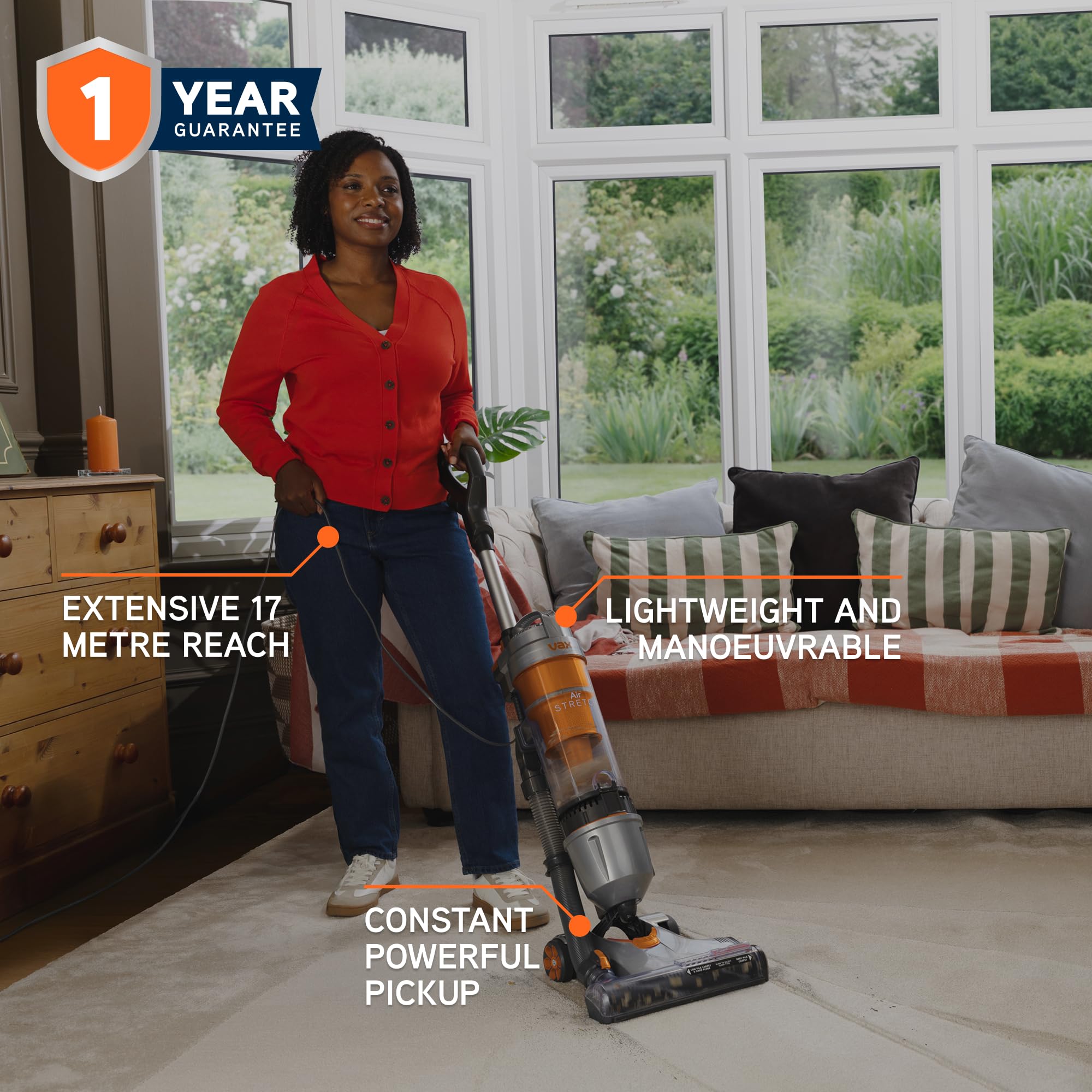 Corded Upright Vacuum Cleaner with Pet Tool, Multi-Cyclonic Suction, 17m Reach, 1.5L Capacity