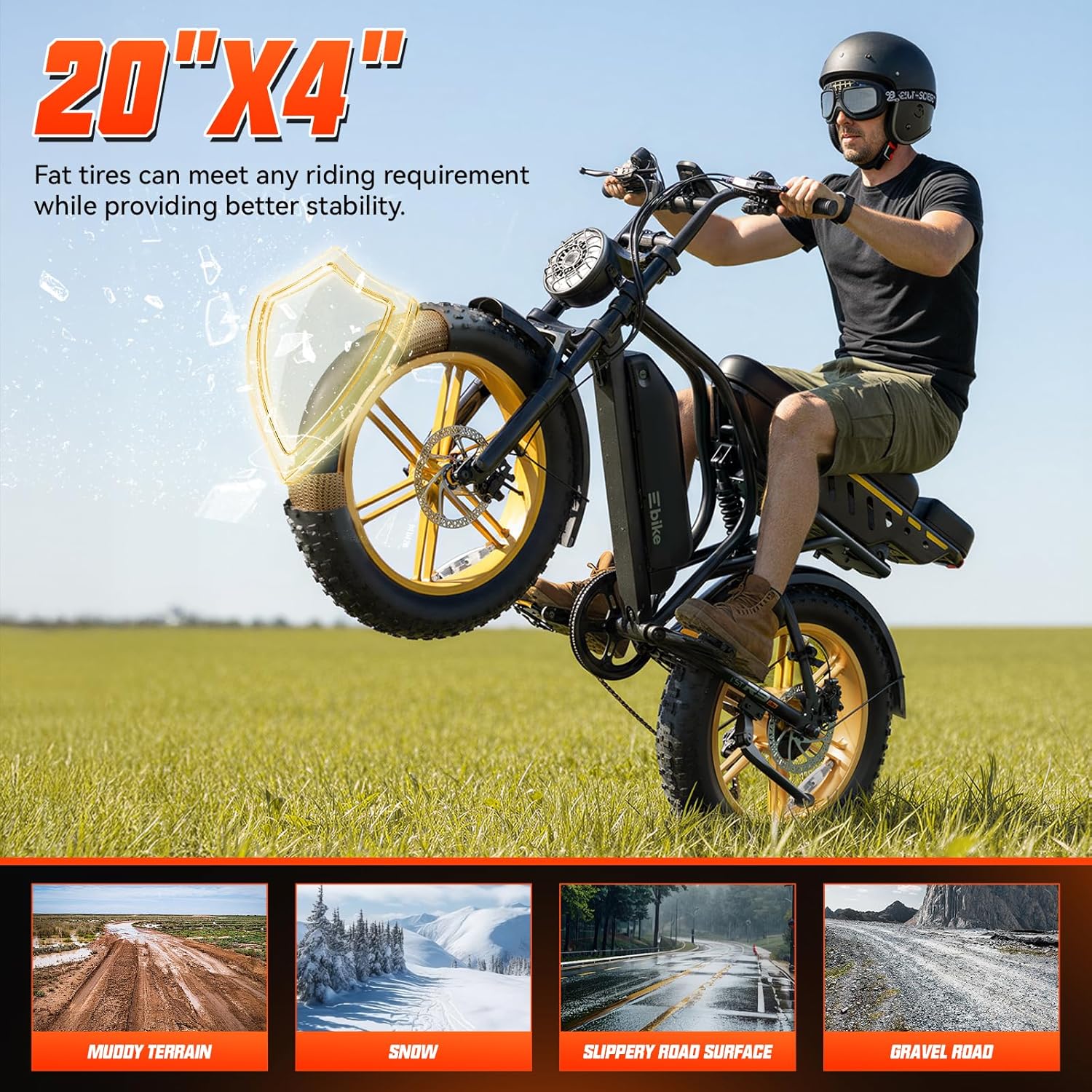 Electric Bike for Adults, 1500W Peak Ebike, 48V 15AH Waterproof Removable Battery, 7 Speed, 30 MPH Max, 20" Electric Off-Road Bike,UL 2849 Certification