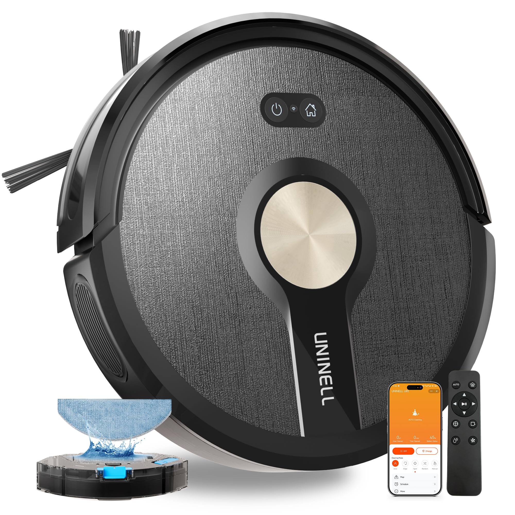 Robot Vacuum Cleaner and Mop 5000Pa Suction Smart Navigation Alexa App Control 180 Min Runtime Black