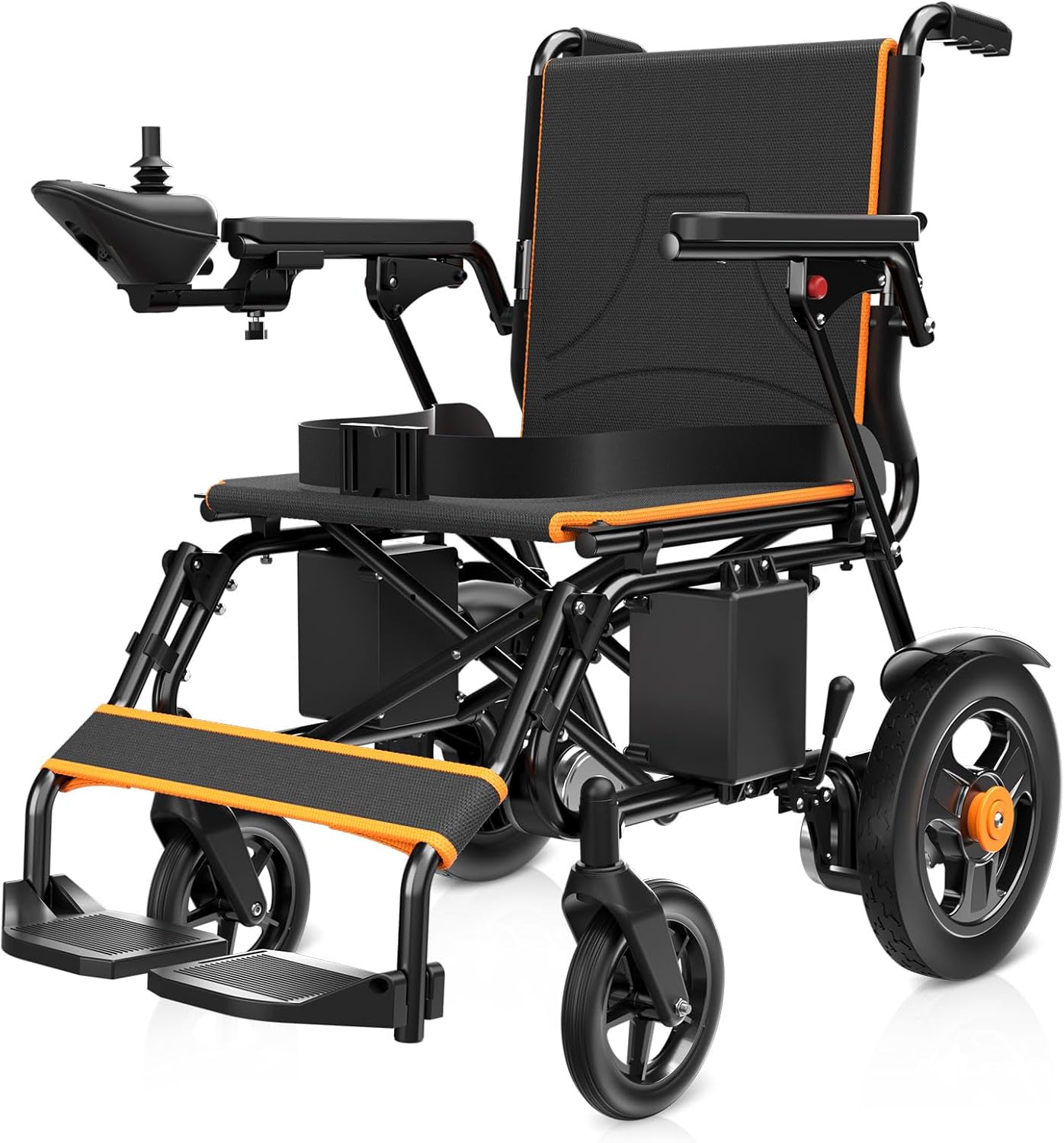 Foldable Electric Wheelchair with Dual Motor, 15-Mile Range, Lead-Acid Battery, 350 lb Capacity – Portable Mobility Chair for Adults