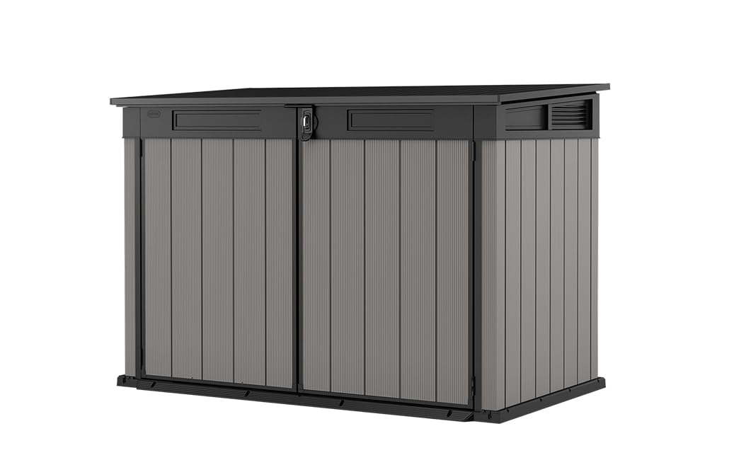 Keter Store It Out Nova Outdoor Garden Furniture Storage Shed Light Grey with Dark Grey Lid | Fade Free | All Weather Resistant | Safe and Secure | Zero Maintenance | 5 year Warranty