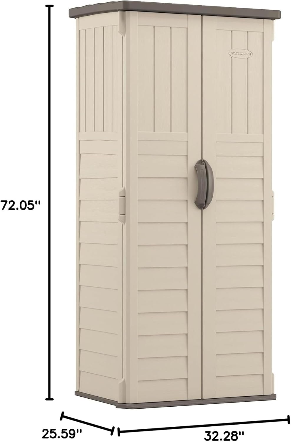 Suncast Vertical Outdoor Storage Shed with All-Weather Construction, Vanilla