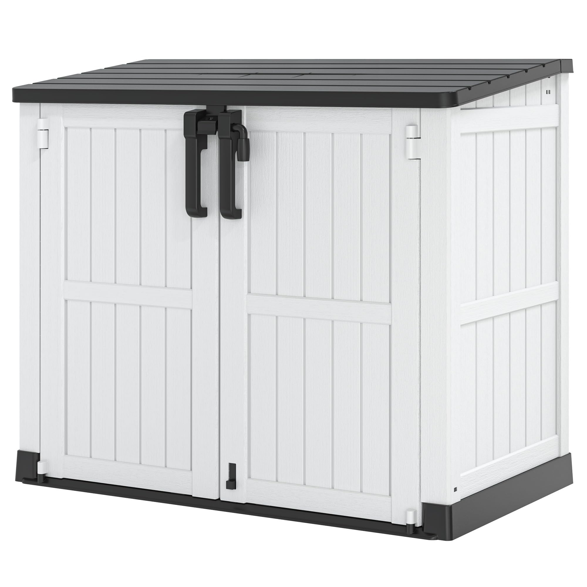 36 Cu Ft Resin Outdoor Storage Shed, Weatherproof Horizontal Outdoor Storage Cabinet with Dual Lock Door for Backyard, Patio, Garage, Garden(Brown-Beige)