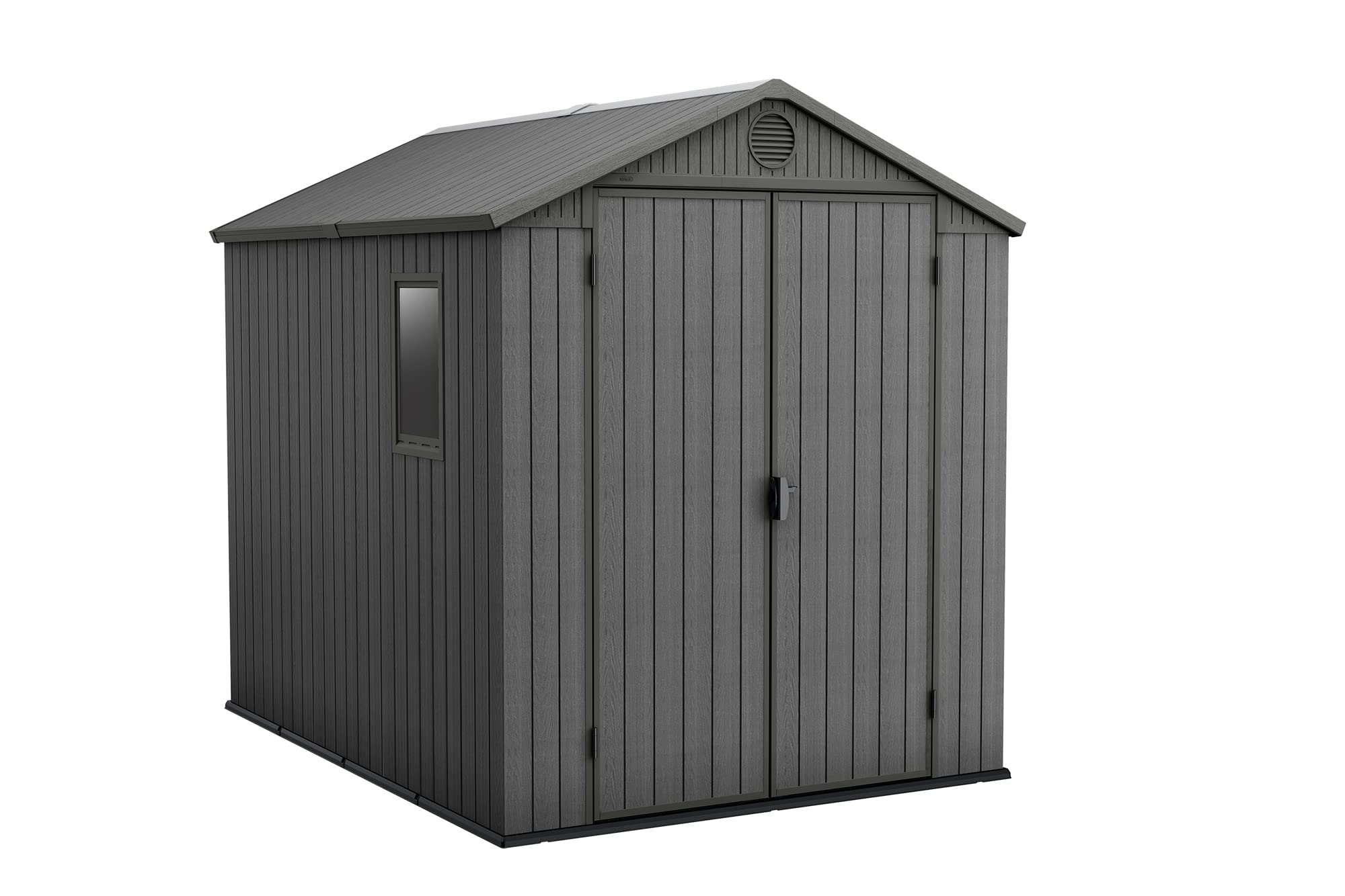 Keter Darwin 6x8ft Outdoor Resin Garden Shed – Brown Evotech+ Wood-Look | Waterproof Resin Storage for Tools & Bikes | Double Doors | Lockable | 15 Yr Warranty | Zero Maintenance