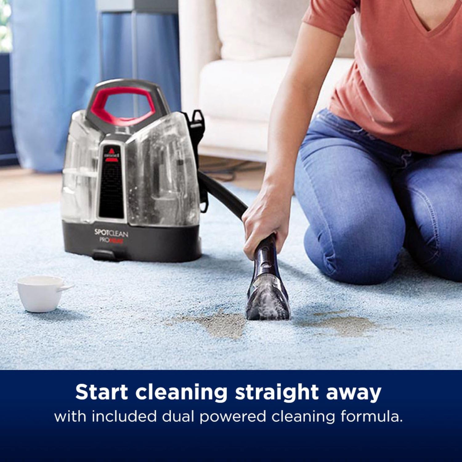 BISSELL SpotClean ProHeat, Carpet Cleaner with HeatWave Technology, Portable Spot Cleaner, Powerful Upholstery Cleaner with 330W Motor, Carpet Stain Remover for Carpets, Sofa Cleaner & Car, 36981