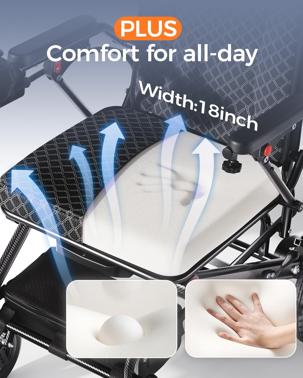 HomyKing 19KG Lightweight Foldable Electric Wheelchair for Adults, 20Ah Lithium Battery Removable, 15.5 Miles Range, Folding Compact Powerchair for Seniors, 500W Power, Travel Transit
