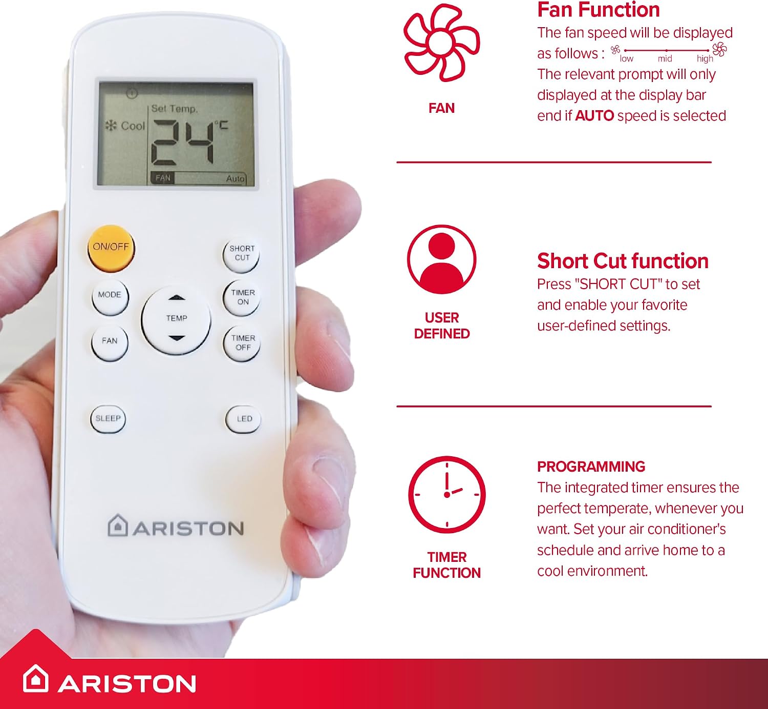 Ariston MOBIS PLUS 10 UK portable air conditioner, 10000 BTU, A+ energy class, white - Manufactured to be installed in UK (3381530)