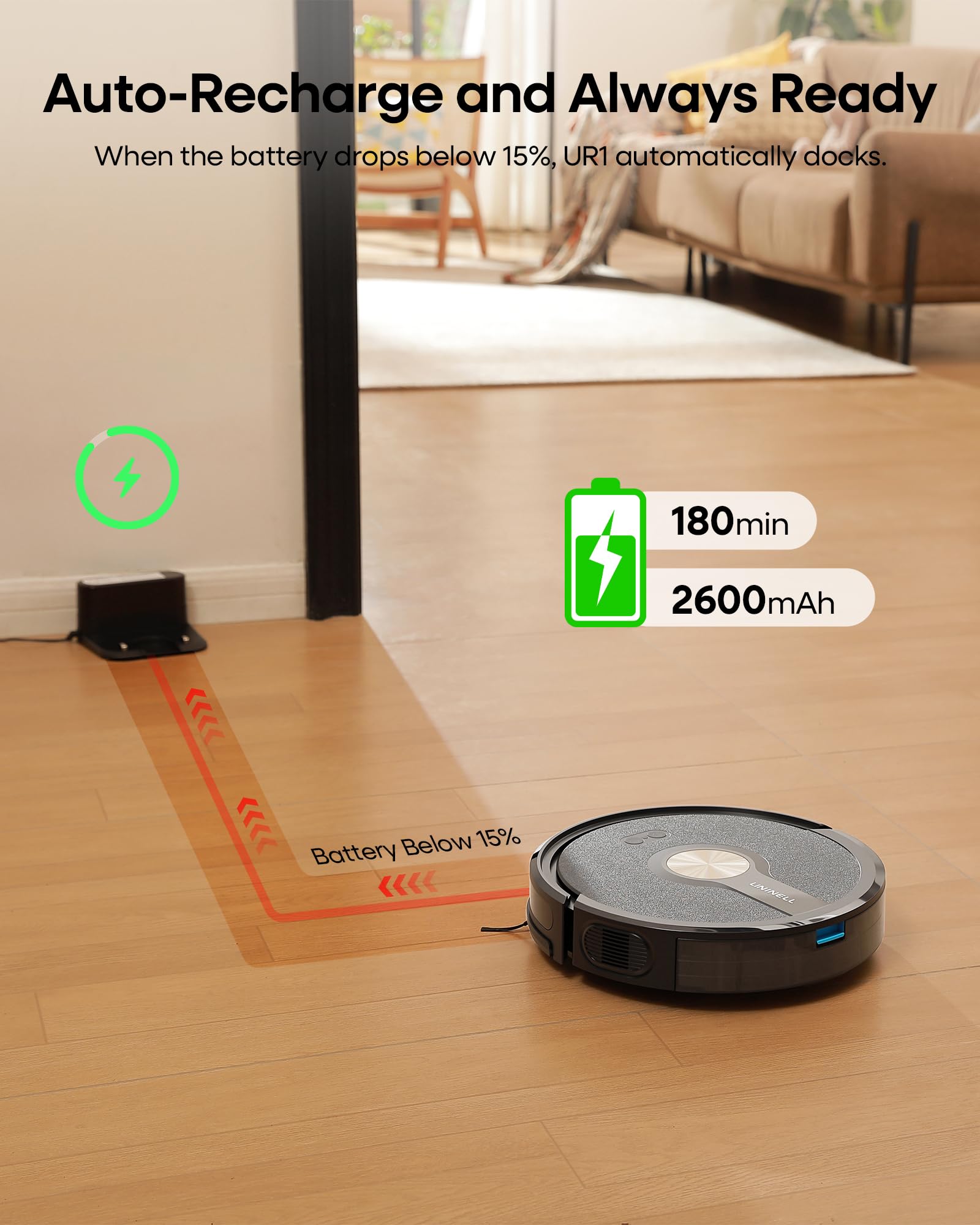 Robot Vacuum Cleaner and Mop 5000Pa Suction Smart Navigation Alexa App Control 180 Min Runtime Black
