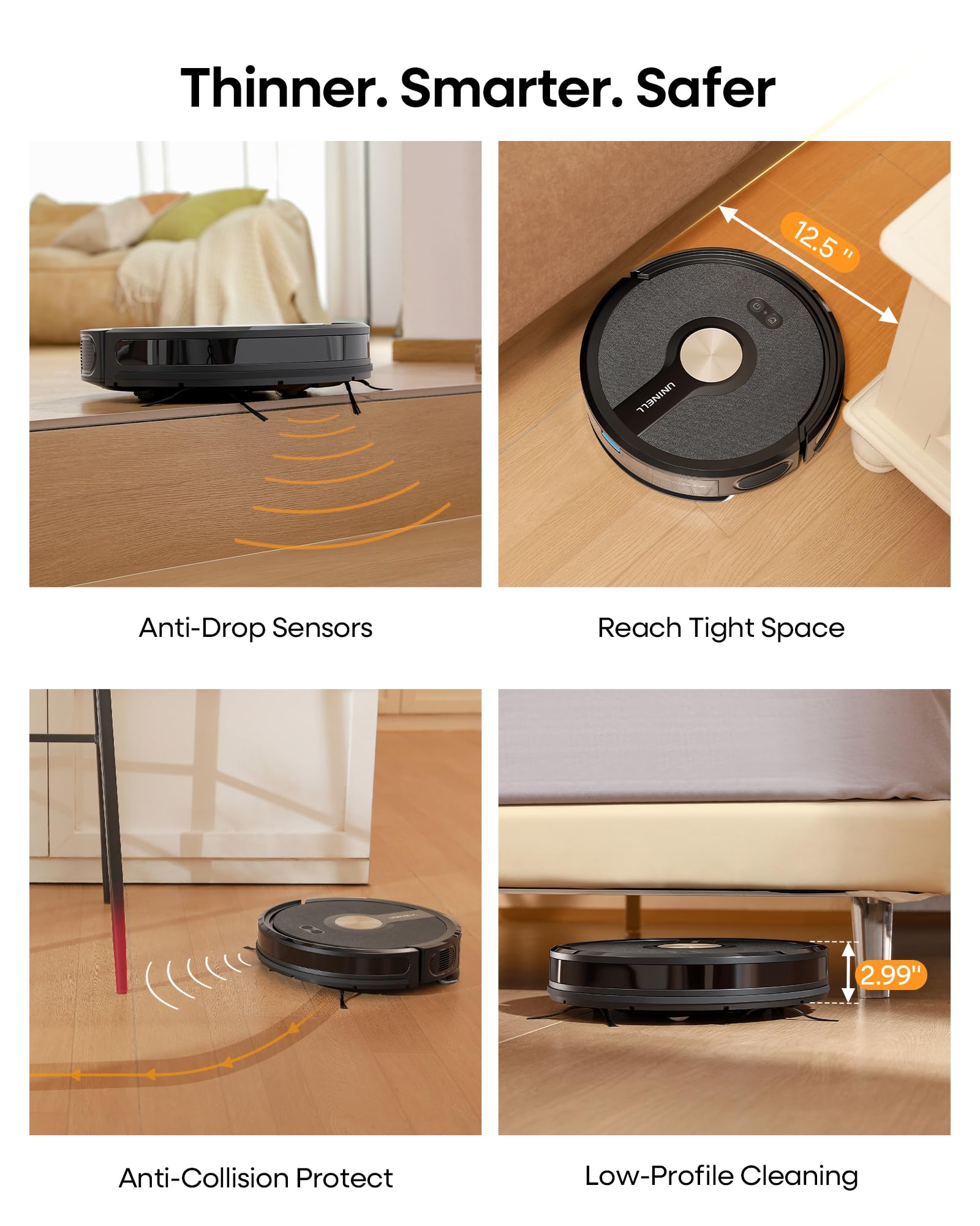 Robot Vacuum Cleaner and Mop 5000Pa Suction Smart Navigation Alexa App Control 180 Min Runtime Black