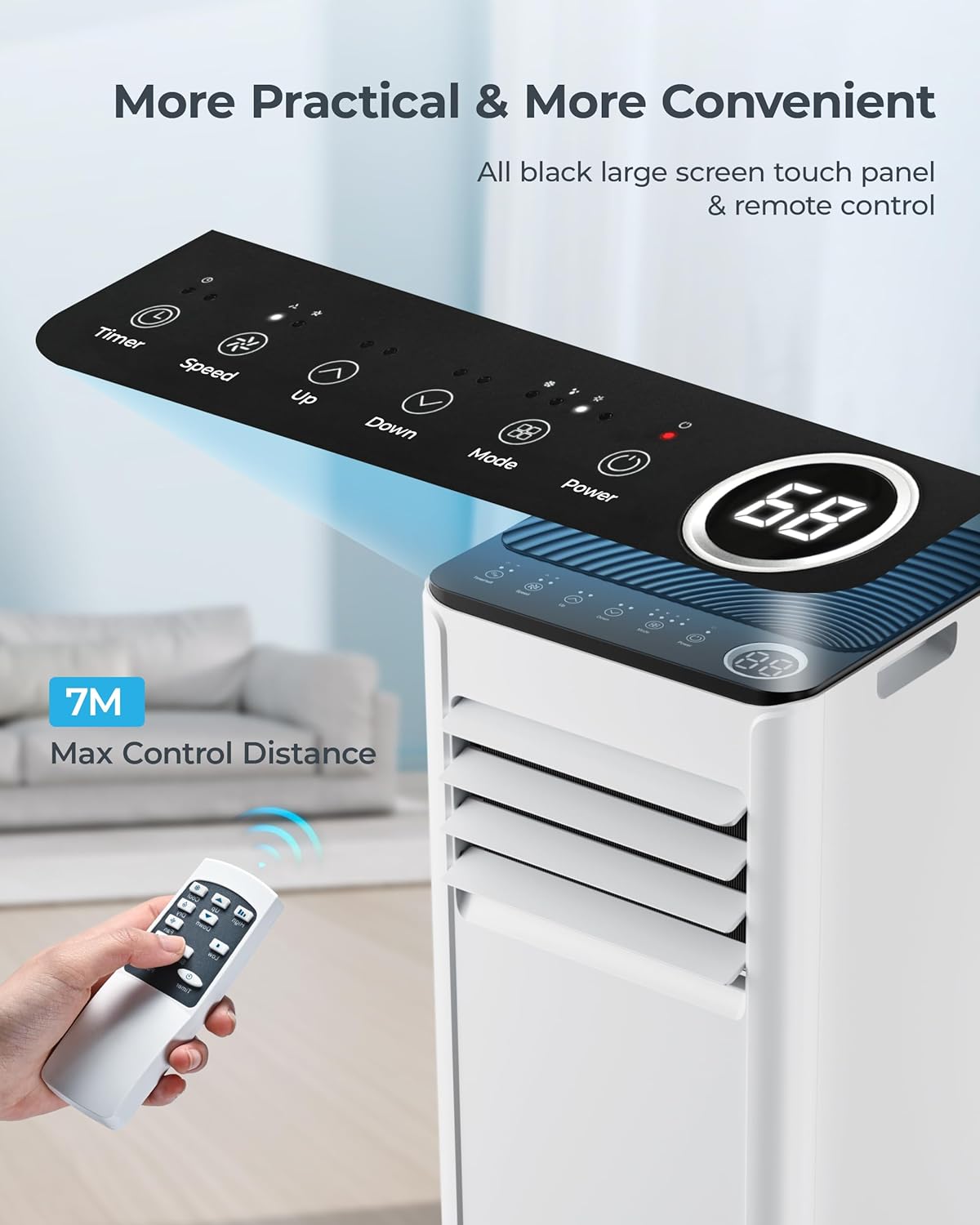 4-in-1 Portable Air Conditioner – Cooling, Dehumidifier, Fan & Sleep Mode – Remote Control – 9000 BTU – For Rooms up to 20㎡