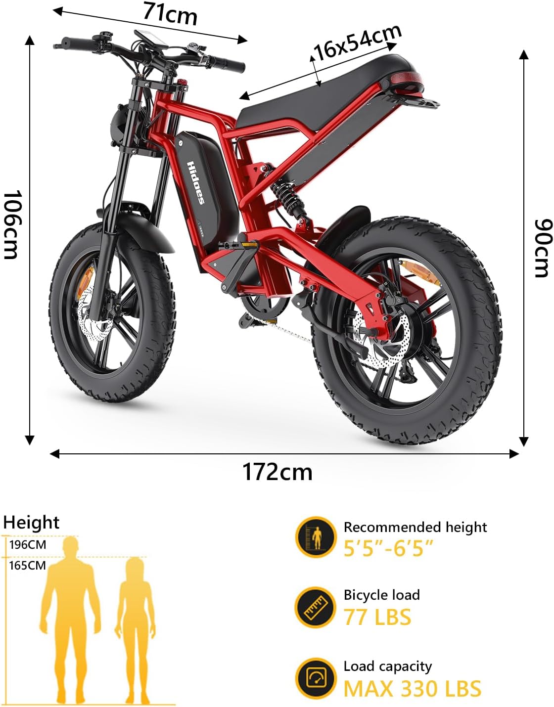 Electric Bike for Adults, 48V 15.6Ah Removable Battery, 7-Speed Electric Mountain Bike with LCD Display