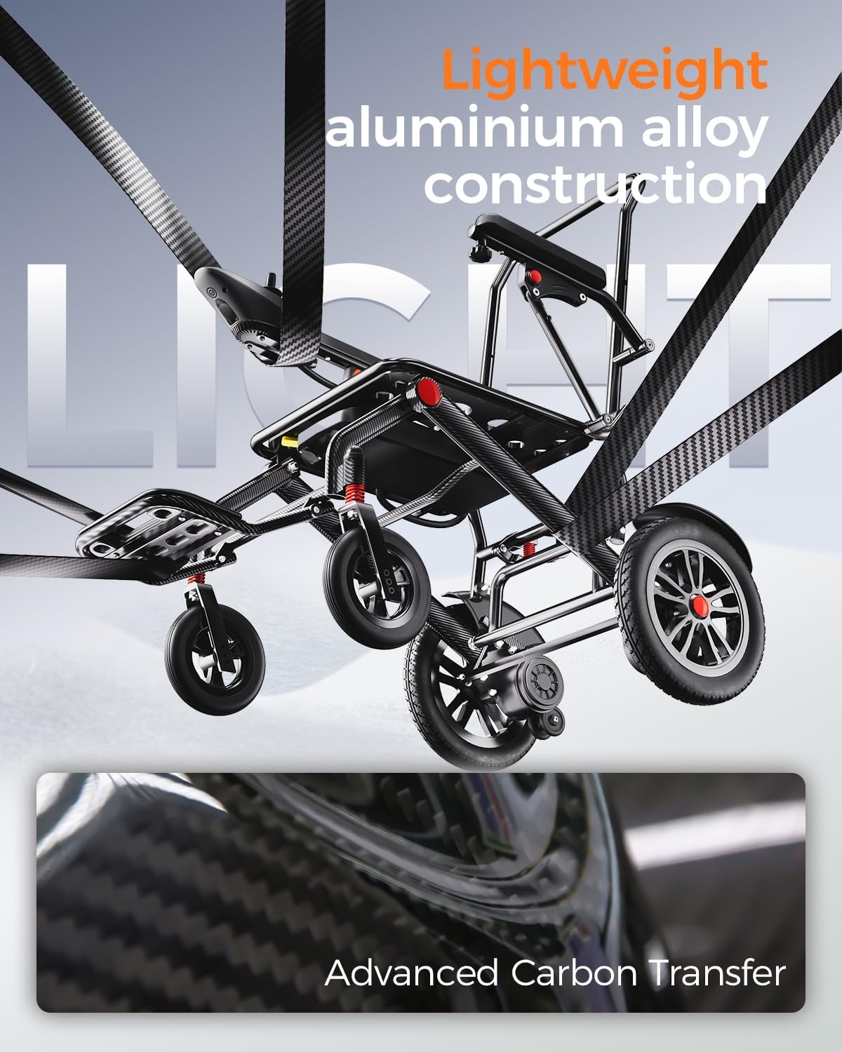 HomyKing 19KG Lightweight Foldable Electric Wheelchair for Adults, 20Ah Lithium Battery Removable, 15.5 Miles Range, Folding Compact Powerchair for Seniors, 500W Power, Travel Transit