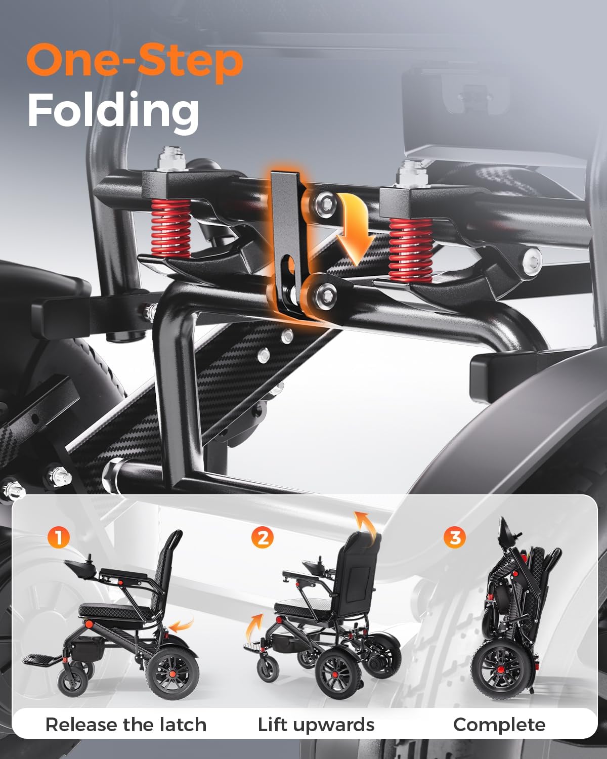 HomyKing 19KG Lightweight Foldable Electric Wheelchair for Adults, 20Ah Lithium Battery Removable, 15.5 Miles Range, Folding Compact Powerchair for Seniors, 500W Power, Travel Transit