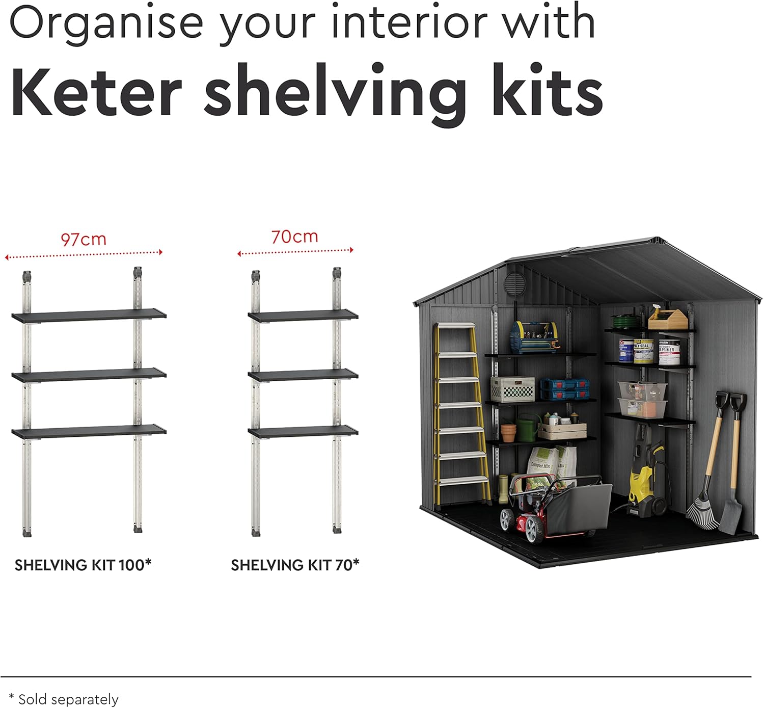 Keter Darwin Outdoor Apex Double Door Garden Storage Shed 6 x 8ft Grey Evotech+ Wood Look and Feel | Fade Free | All Weather Resistant | Safe and Secure | Zero Maintenance | 15 year Warranty