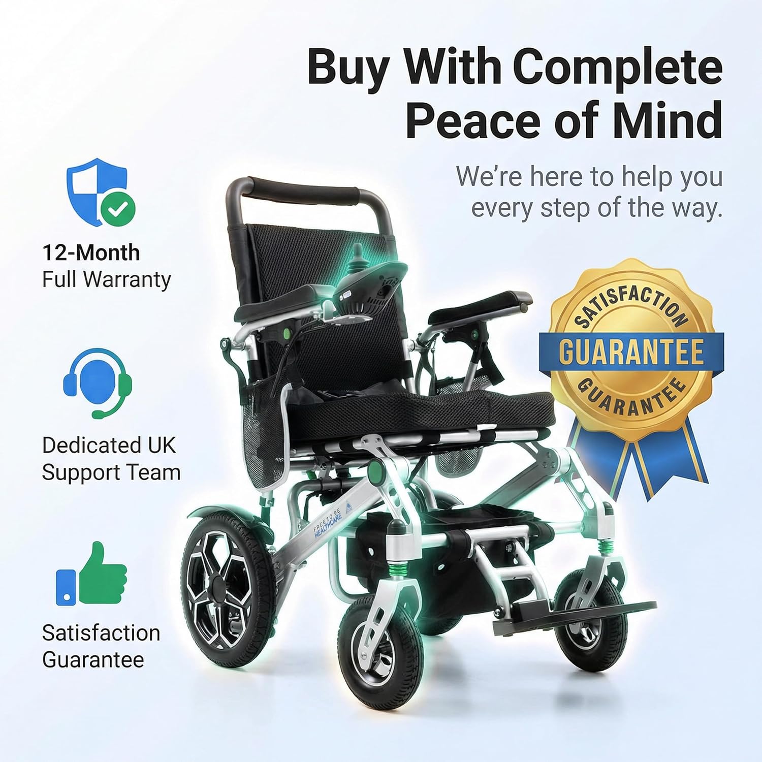 Free to Be Ultra Lightweight Folding Electric Wheelchair Aluminium | Compact Powerchair 20kg Travel Transit Mobility Equipment Silver UK Seller