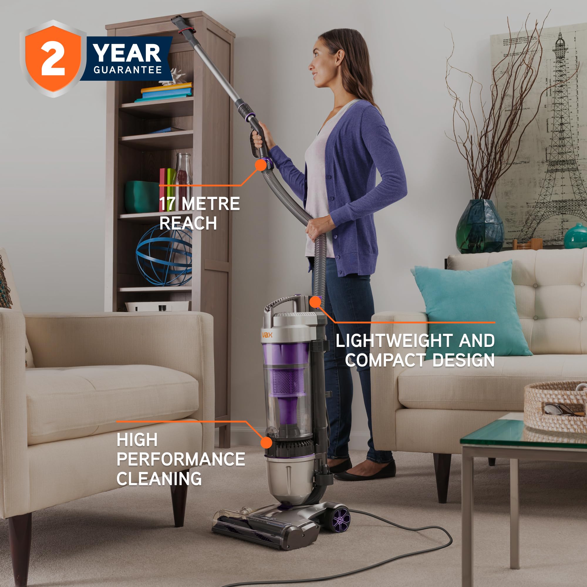 Corded Upright Vacuum Cleaner with Pet Tool, Multi-Cyclonic Suction, 17m Reach, 1.5L Capacity