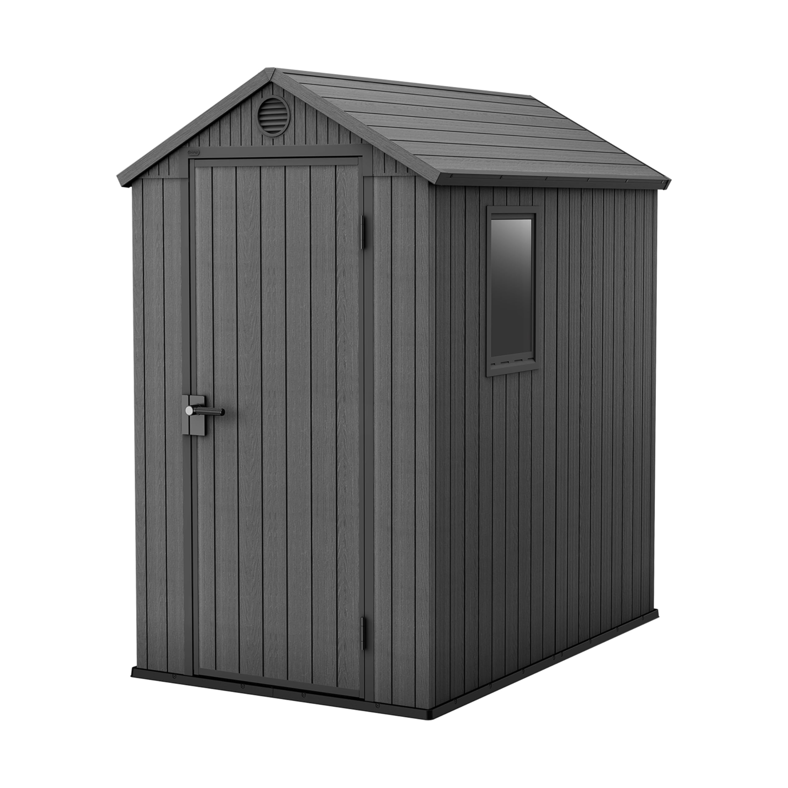 Keter Darwin 6x8ft Outdoor Resin Garden Shed – Brown Evotech+ Wood-Look | Waterproof Resin Storage for Tools & Bikes | Double Doors | Lockable | 15 Yr Warranty | Zero Maintenance