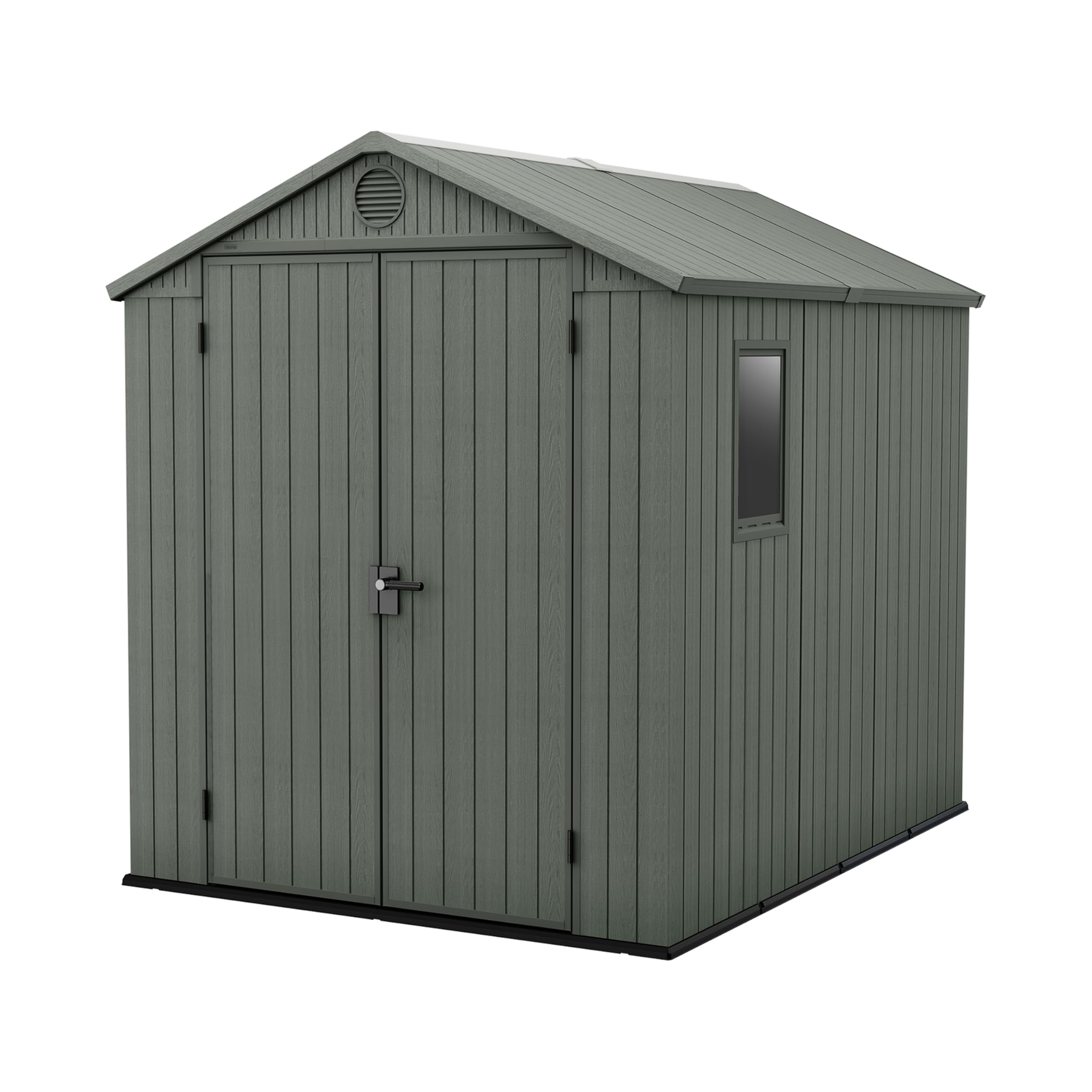 Keter Darwin Outdoor Apex Double Door Garden Storage Shed 6 x 8ft Grey Evotech+ Wood Look and Feel | Fade Free | All Weather Resistant | Safe and Secure | Zero Maintenance | 15 year Warranty