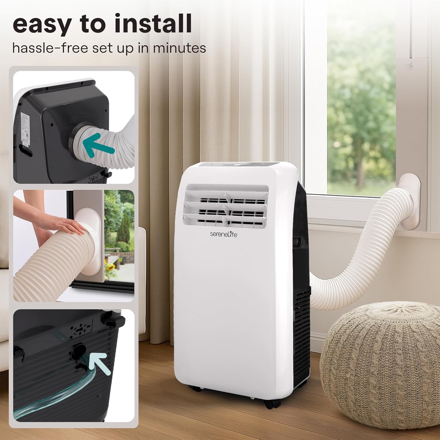 12000 BTU Portable Air Conditioner with Cooling, Fan, Dehumidifier, Remote Control & 24-Hour Timer