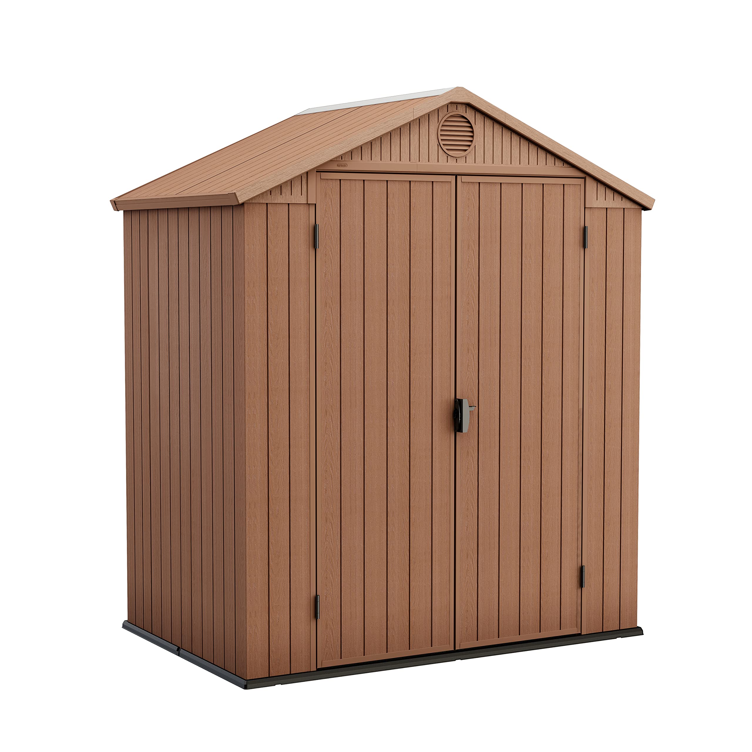 Keter Darwin Outdoor Apex Double Door Garden Storage Shed 6 x 8ft Grey Evotech+ Wood Look and Feel | Fade Free | All Weather Resistant | Safe and Secure | Zero Maintenance | 15 year Warranty