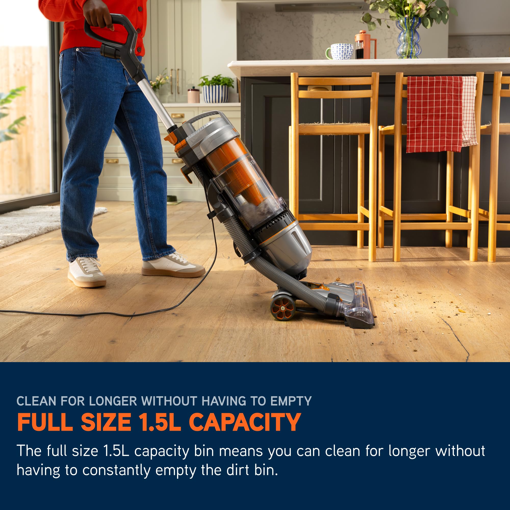 Corded Upright Vacuum Cleaner with Pet Tool, Multi-Cyclonic Suction, 17m Reach, 1.5L Capacity