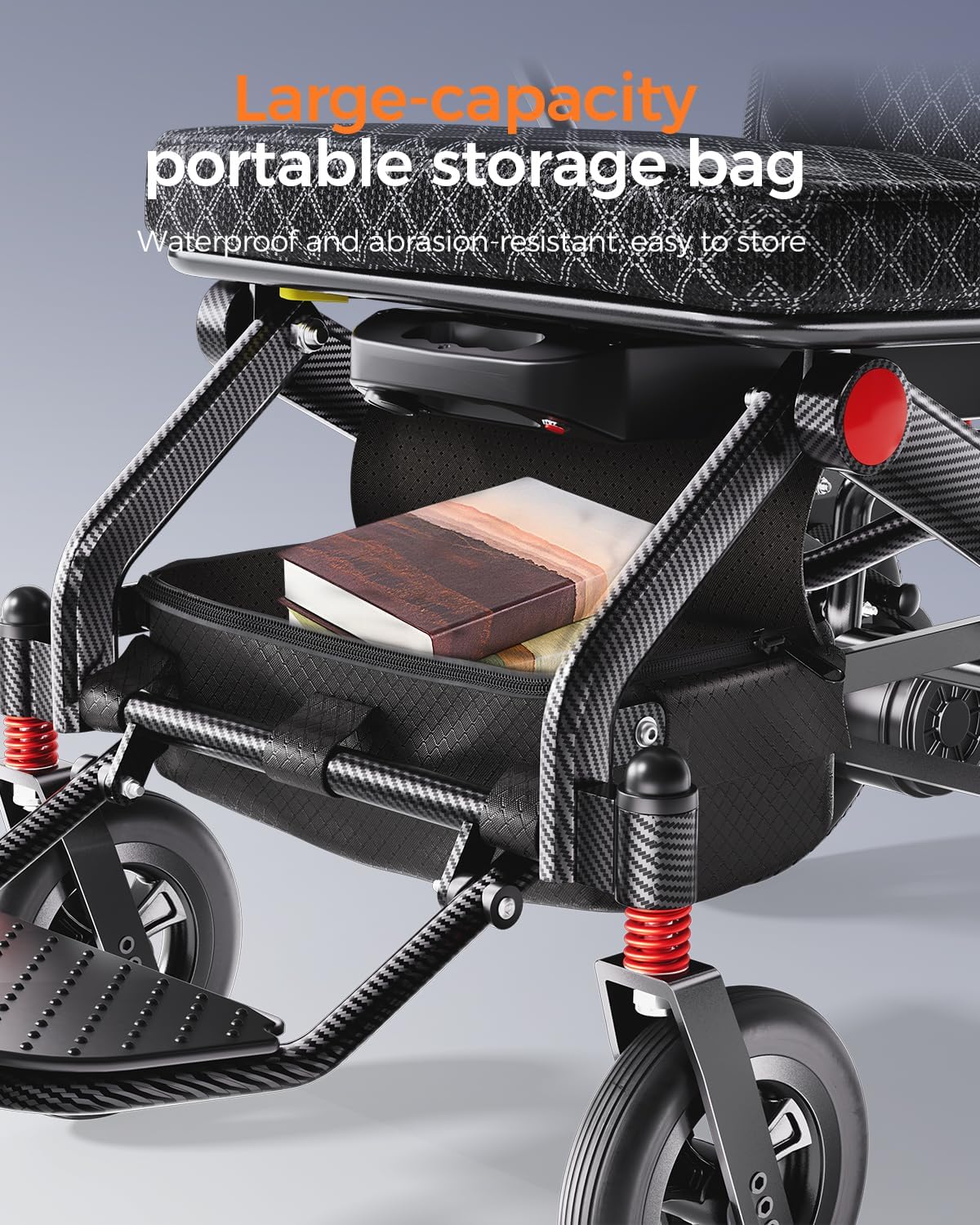 HomyKing 19KG Lightweight Foldable Electric Wheelchair for Adults, 20Ah Lithium Battery Removable, 15.5 Miles Range, Folding Compact Powerchair for Seniors, 500W Power, Travel Transit