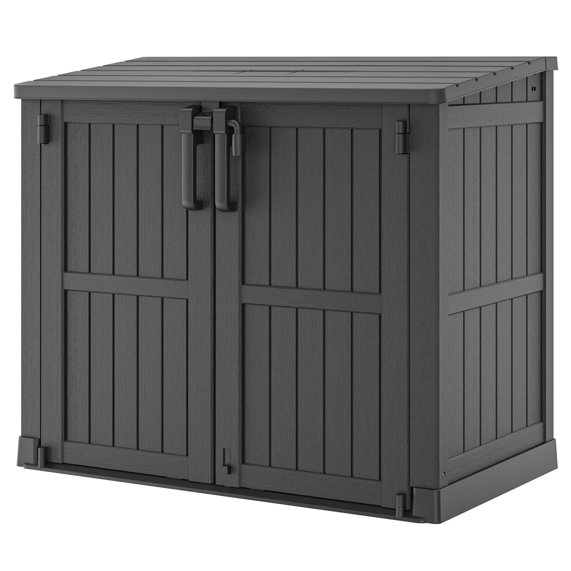 36 Cu Ft Resin Outdoor Storage Shed, Weatherproof Horizontal Outdoor Storage Cabinet with Dual Lock Door for Backyard, Patio, Garage, Garden(Brown-Beige)