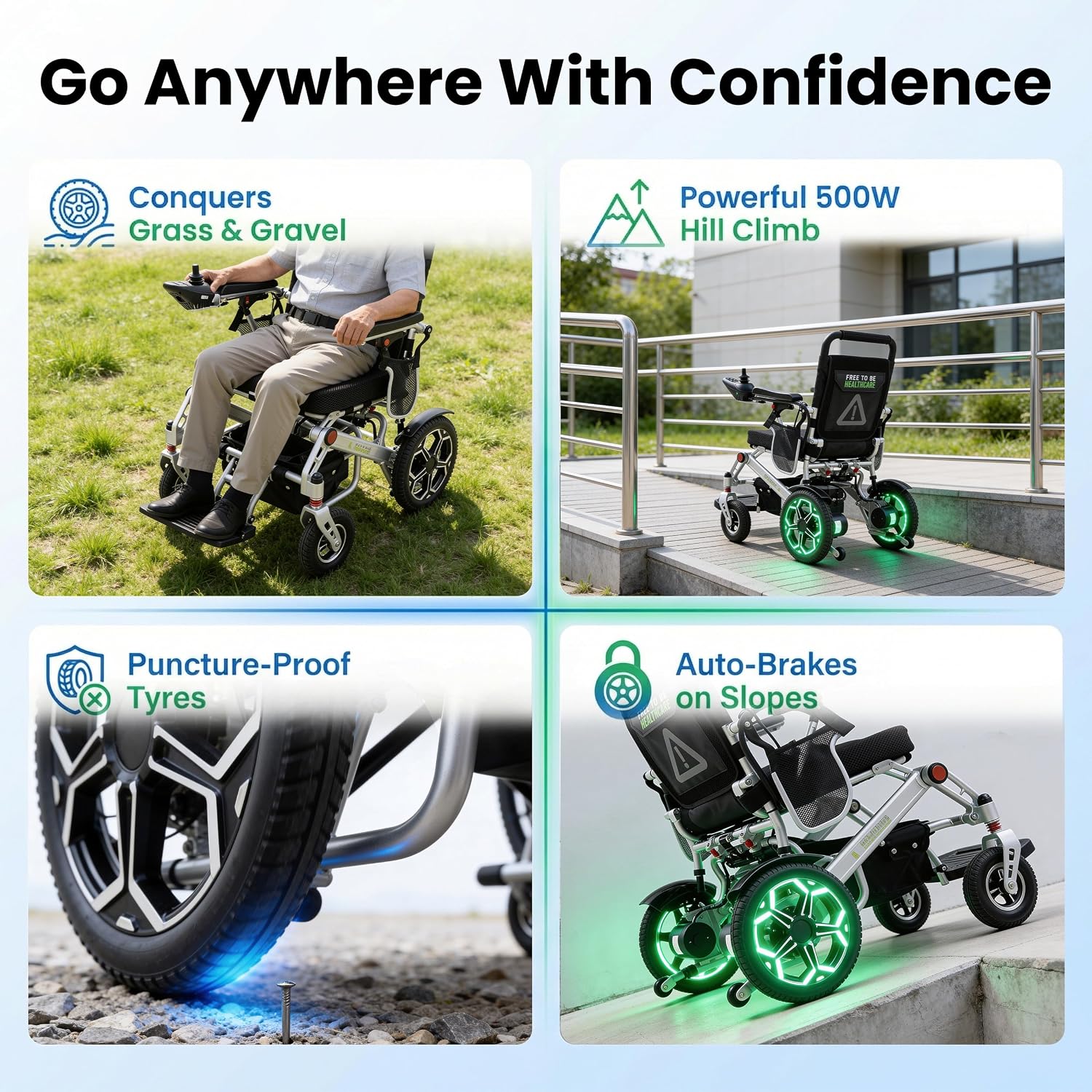 Free to Be Ultra Lightweight Folding Electric Wheelchair Aluminium | Compact Powerchair 20kg Travel Transit Mobility Equipment Silver UK Seller